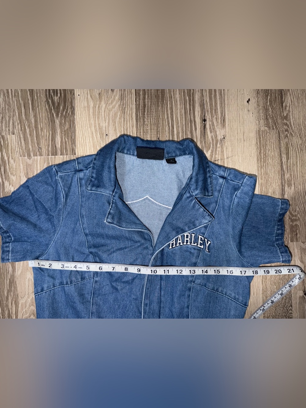 Harley-Davidson Women's Hero Denim Jumpsuit, short-sleeve light-wash Size Small - Picture 8 of 14